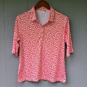 Nivo Cheetah Animal Print SS Half Polo Tee Large